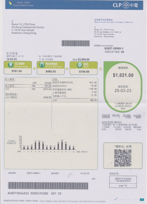 download download Hong Kong CLP power utility bill in PSD format photoshop template photoshop template